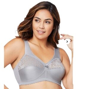 NWOT Glamorise Plus Size MagicLift Original Support Bra 1000 Color Grey Size 52H